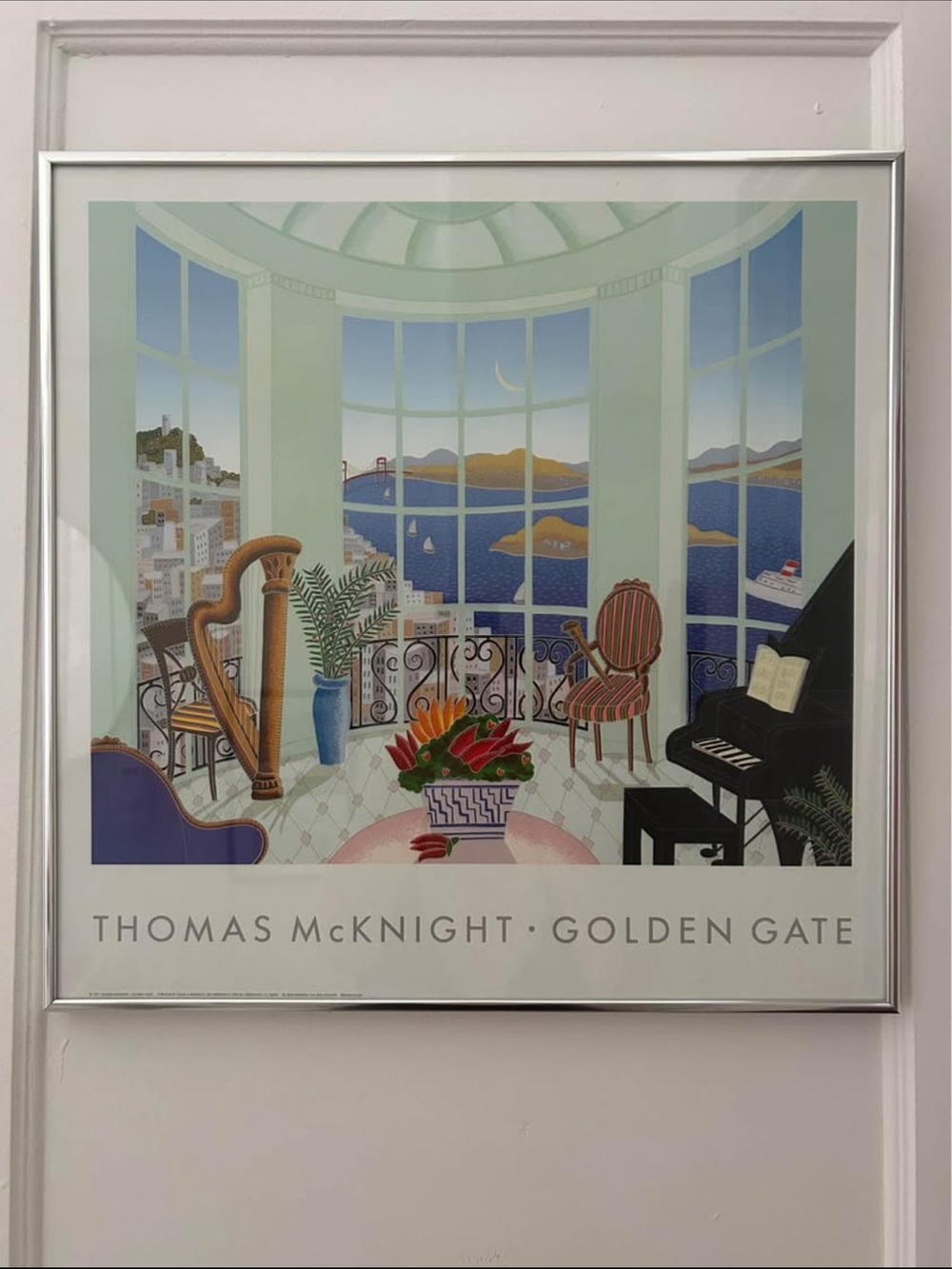 Thomas McKnight "Golden Gate" Framed Art Print - Coastal Interior Scene 18x18